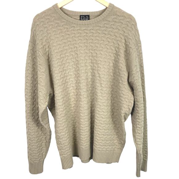 JOS A BANKS Men's Sz XL Lambswool Blend Crew Neck Basket Weave Sweater - Picture 1 of 8